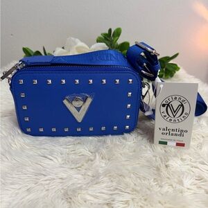 Valentino Orlandi Royal Blue Studded Crossbody Bag